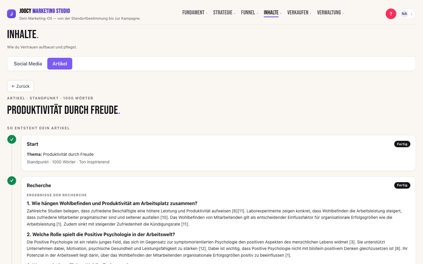 Joocy Marketing Studio: Artikel
