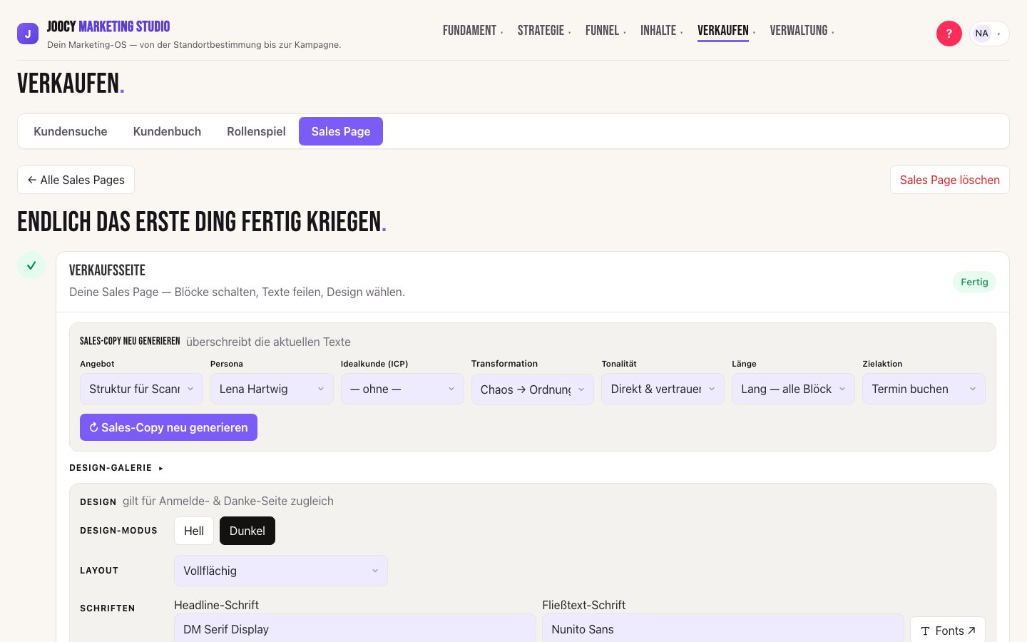 Joocy Marketing Studio: Sales Page